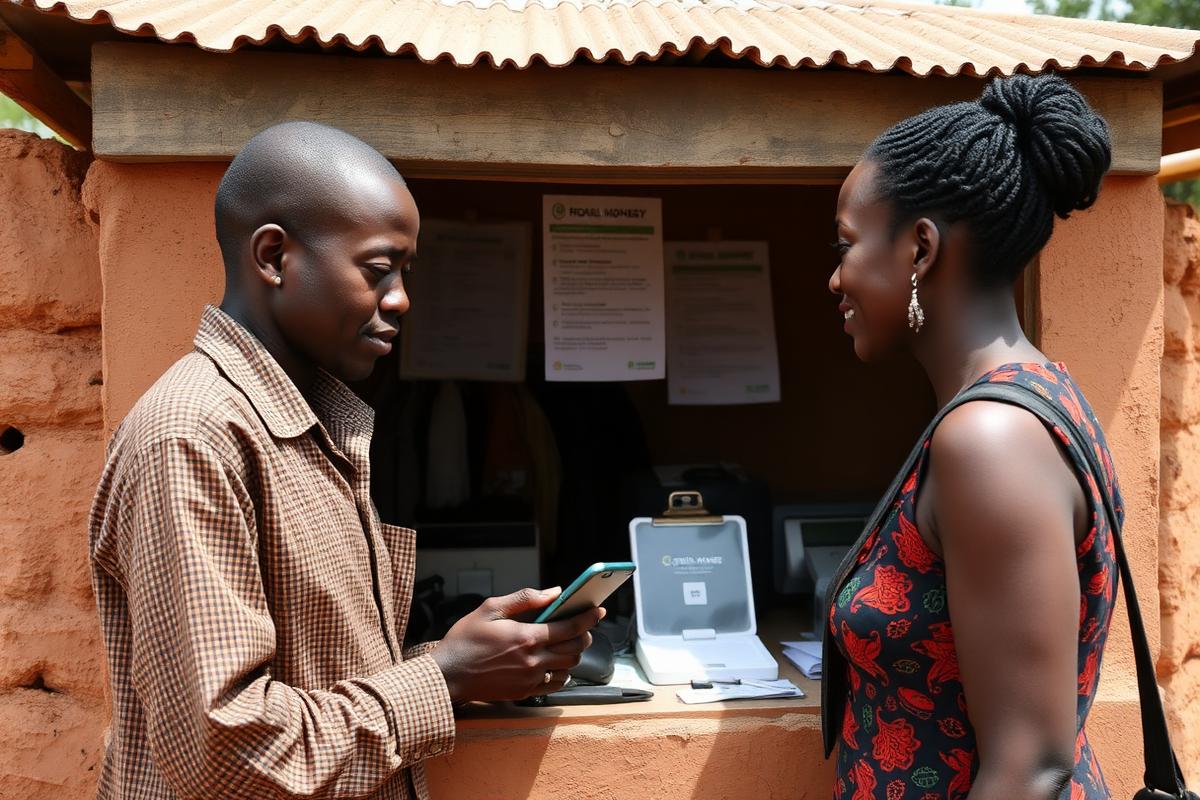 Customer paying on a mobile phone