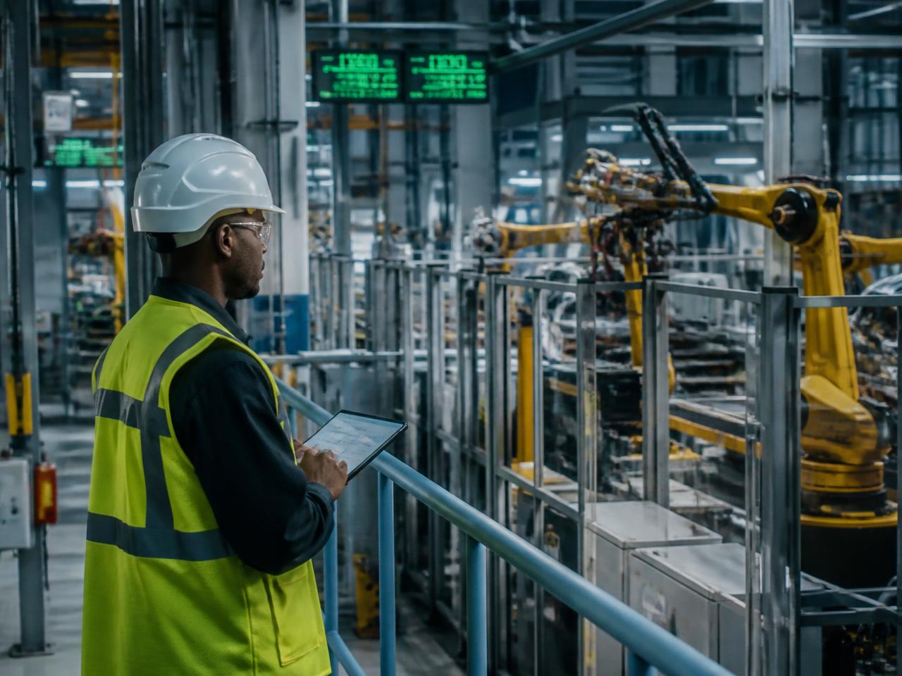 Manufacturing teams using connected digital systems